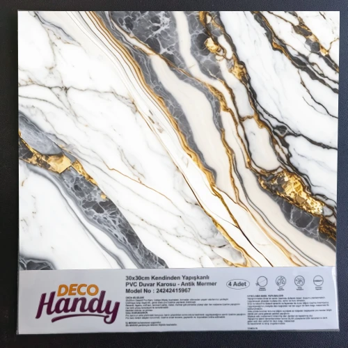 Decohandy Pvc Yapışkanlı Yer Karosu 30x30cm 4'lü Paket - Beyaz İnci 0,36m2 TdrTR