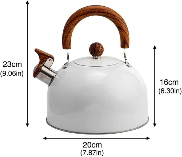 Valkyrie 3L Düdüklü Kettle Su Isıtıcı Çaydanlık Paslanmaz Çelik Yüksek Islıklı Beyaz - 5