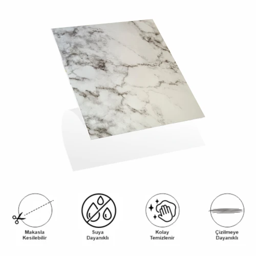 Decohandy 30x30 Cm Pvc Duvar Karosu 4'lü Paket - Gri Beyaz Mermer TdrTR
