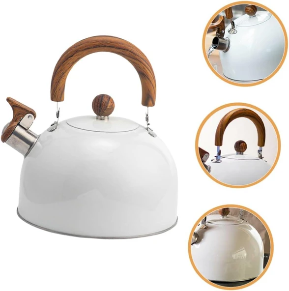 Valkyrie 3L Düdüklü Kettle Su Isıtıcı Çaydanlık Paslanmaz Çelik Yüksek Islıklı Beyaz - 8