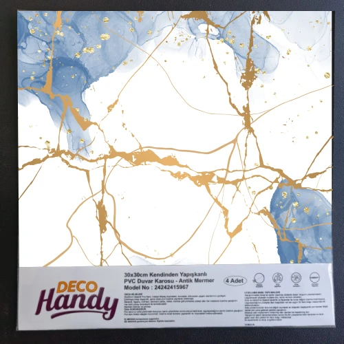 Decohandy Pvc Yapışkanlı Yer Karosu 30x30cm 4'lü Paket - Blue Edition 0,36m2 TdrTR