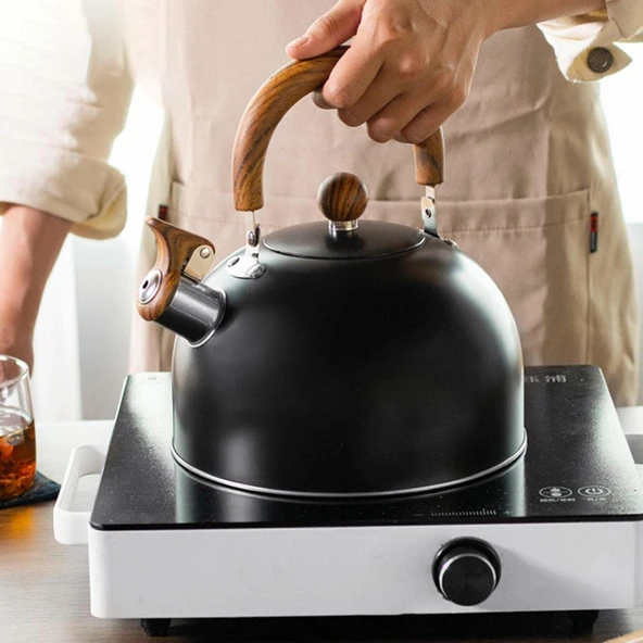 Valkyrie 3L Düdüklü Kettle Su Isıtıcı Çaydanlık Paslanmaz Çelik Yüksek Islıklı Siyah - 8