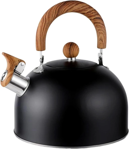 Valkyrie 3L Düdüklü Kettle Su Isıtıcı Çaydanlık Paslanmaz Çelik Yüksek Islıklı Siyah