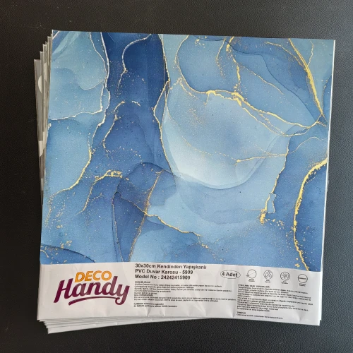 Decohandy 30x30 Cm Pvc Duvar Karosu 4'lü Paket - Okyanus Mermer TdrTR