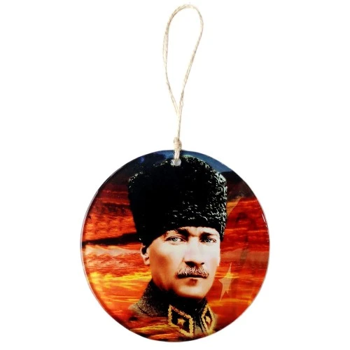 Kalpaklı Atatürk 15 Santimetre Füzyon Cam Duvar Süsü TdrTR