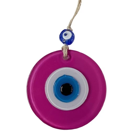 Pembe Nazar Boncuklu Duvar Süsü 10 Cm Cam Duvar Dekoru TdrTR