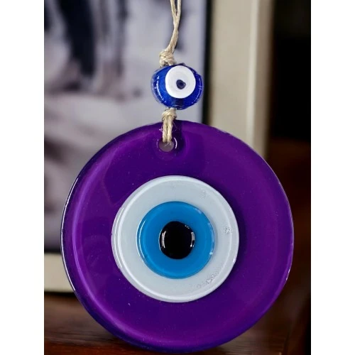 Mini Boy Mor Nazar Boncuklu Duvar Süsü 10 Cm Cam Duvar Dekoru TdrTR