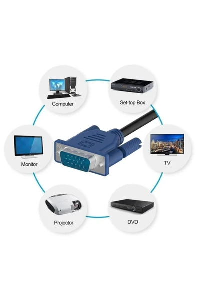 Hubstein 1.5 Metre Vga Kablosu Ekran Lcd Monitör Projeksiyon Bağlantı Kablosu - Çift Filtreli - 1.5 Metre - 2