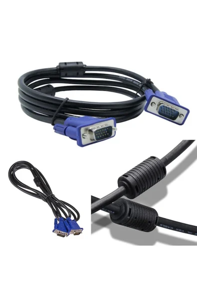 Wozlo Vga Kablo Ekran LCD Monitör Projeksiyon Bağlantı Kablosu - Çift Filtreli - 1.5 Metre - 4