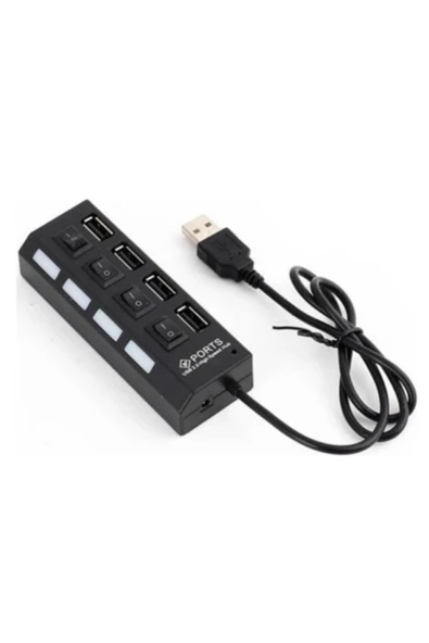 Wozlo Anahtarlı Işıklı On Off Düğmeli 4 Port Çoklayıcı Aynı Anda Farklı Bileşen Bağlama Usb Çoklayıcı-A10 - 3