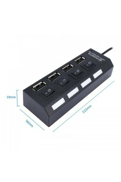 VENGI 4 Port Usb Hub Çoklayıcı Çoğaltıcı 4 Lü Usp Pc Kablosu Ledli Işıklı Anahtarlı 2.0 digi889-98 - 3