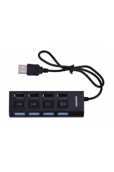 Hubstein 4 Port Usb Çoklayıcı 2.0 Hub Switch Çevirici Çoğaltıcı Işıklı Anahtarlı Dönüştürücü Çoklu Adaptör-A10 - 4