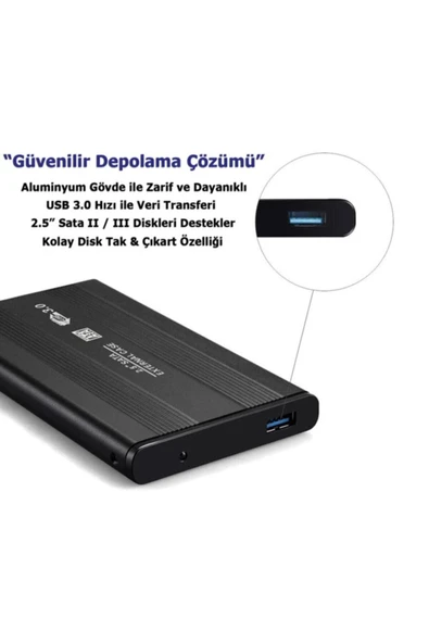WOZLO 2.5 Sata Hdd Usb 3.0 Harddisk Kutu - Aluminyum Gövde-A16