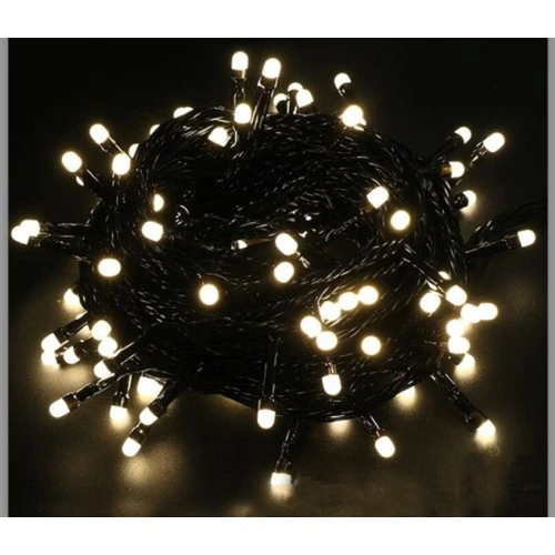 5m Boncuk Lamba Gün Işığı 8 Fonksiyon 100 Led Fişli Uzatma Kablolu Siyah Kablo TdrTR