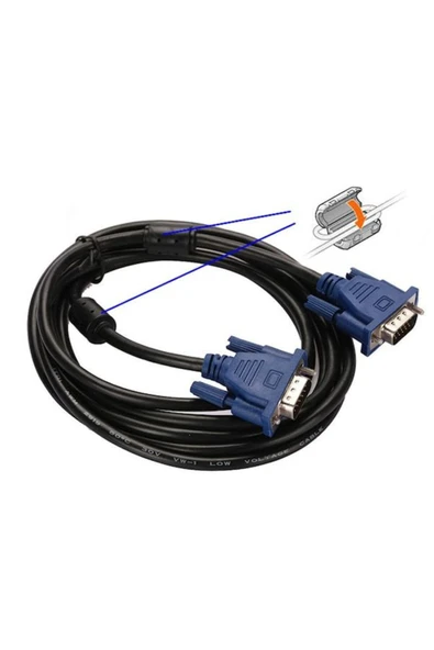 Wozlo Vga Kablo Ekran LCD Monitör Projeksiyon Bağlantı Kablosu - Çift Filtreli - 1.5 Metre - 5