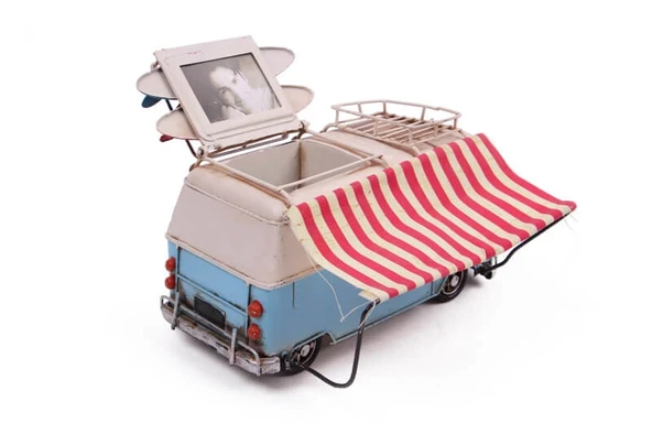 Dekoratif Metal Minibüs Çerçeveli, Kalemlik Ve Tenteli - Resim 3