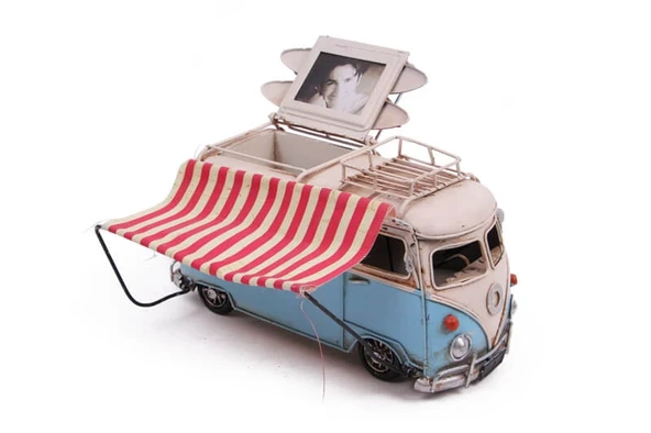 Dekoratif Metal Minibüs Çerçeveli, Kalemlik Ve Tenteli - Resim 2