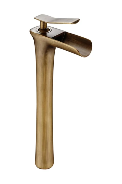 Flextail Tek Kulplu Pirinç Havza Antik Çanak Şelale Lavabo Nostaljik Musluk Bataryası - 3