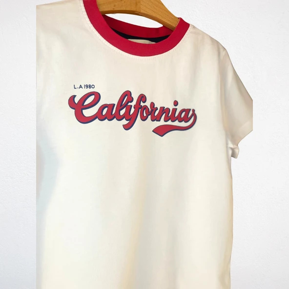"California" Baskılı Kısa Kollu Tişört - 2