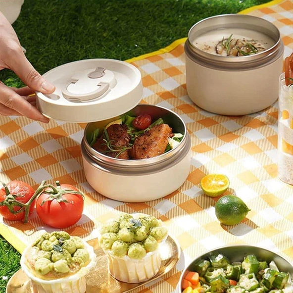 Valkyrie 2 Gözlü Paslanmaz Çelik Isı Yalıtımlı Yemek Kabı Seti Çantalı 304 Steel 420ml + 550ml - 7