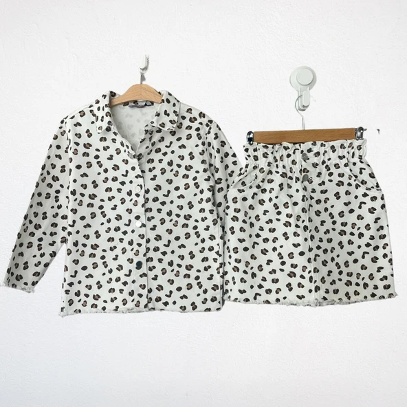Leopar Desenli Takım – Gömlek & Etek - 3