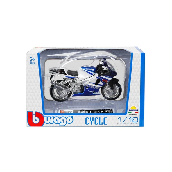 Motorsiklet 1:18 Motor Suzuki GSX-R750 Mavi-Beyaz - 5