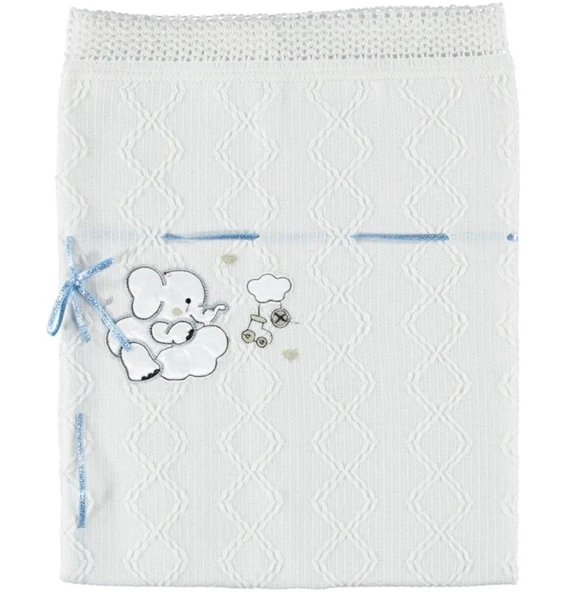 Triko Bebek Battaniye Fil Nakışlı Kaliteli Kumaş Hediyelik Bebek Battaniye ürün görseli