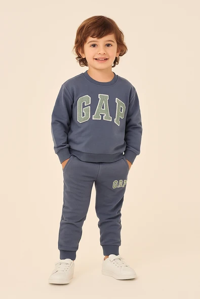 Baskılı Çocuk Alt Üst Takım – Antrasit / Yeşil