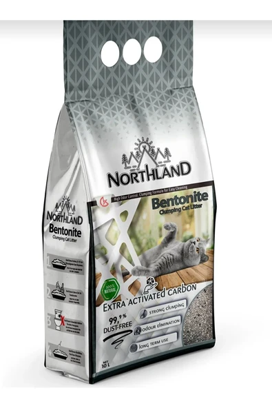 Northland Ekstra Aktif Karbonlu Bentonit Süper Topaklanan Kedi Kumu 10 LT