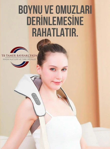 Ovmalı Isıtmalı Yoğurmalı Boyun Sırt Bel Masaj Aleti Akunpunktur Çok Amaçlı Taşınanilir Masaj Cihazı - Resim 2