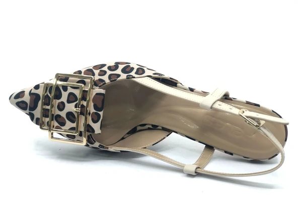 Feles Önü Toka Detaylı Arkası Açık Stiletto Kadın Topuklu Ayakkabı - 7