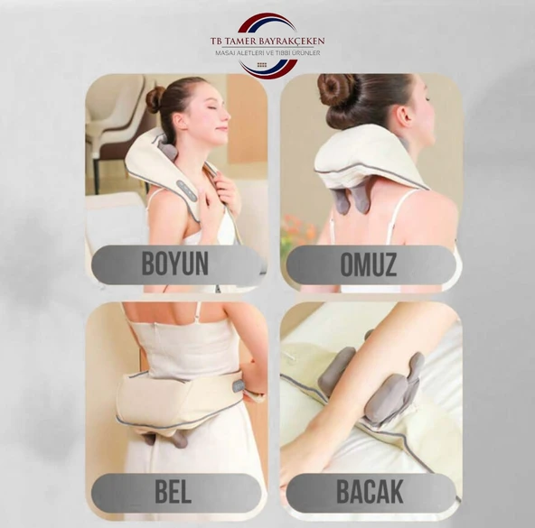 Ovmalı Isıtmalı Yoğurmalı Boyun Sırt Bel Masaj Aleti Akunpunktur Çok Amaçlı Taşınanilir Masaj Cihazı - Resim 5