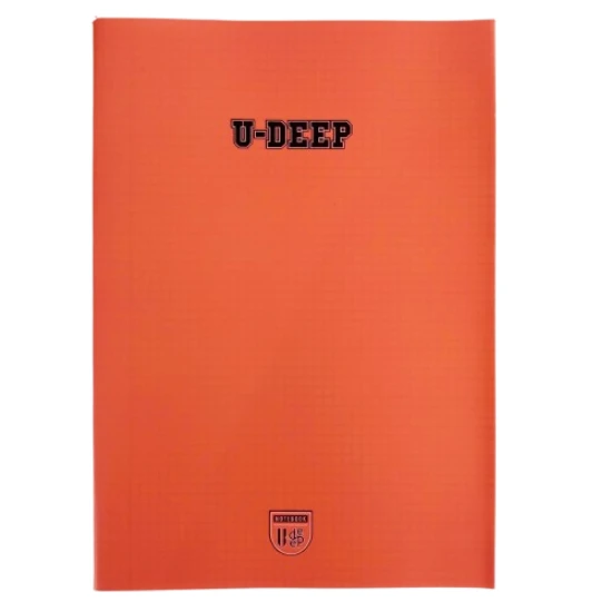 a4 boy plastik kapak 80 yaprak kareli defter kenarı kırmızı çizgili 1 adet u-dep - 7