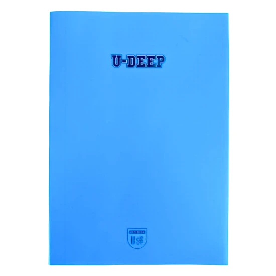 a4 boy plastik kapak 80 yaprak kareli defter kenarı kırmızı çizgili 1 adet u-dep - 3