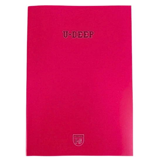 a4 boy plastik kapak 80 yaprak kareli defter kenarı kırmızı çizgili 1 adet u-dep - 2