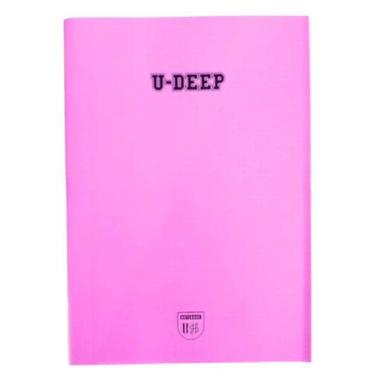 a4 boy plastik kapak 80 yaprak kareli defter kenarı kırmızı çizgili 1 adet u-dep - 5