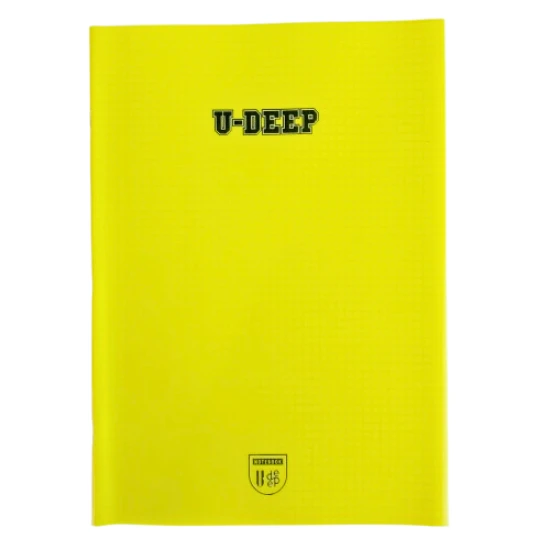 a4 boy plastik kapak 80 yaprak kareli defter kenarı kırmızı çizgili 1 adet u-dep - 6