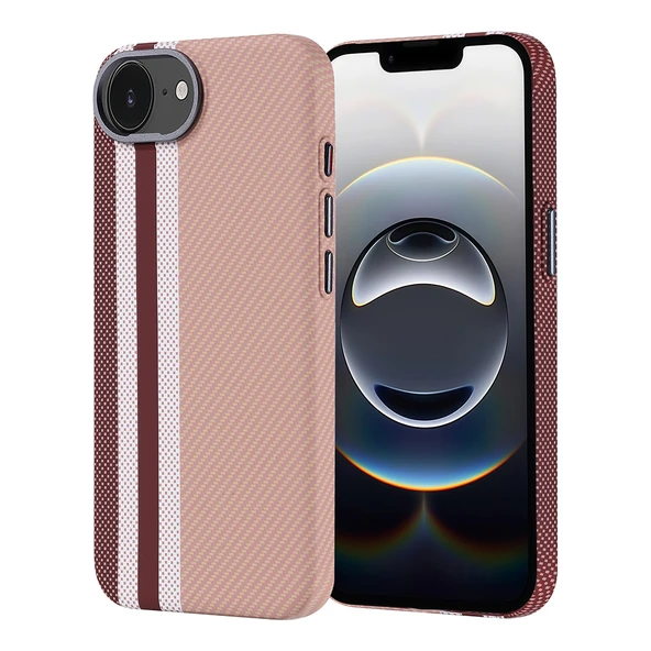 iPhone 16E Kılıf Kablosuz Şarj Özellikli Karbon Fiber Görünümlü Nekst Kapak - Resim 4