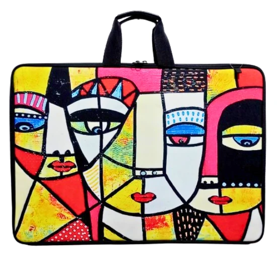 askılı, fermuarlı 35x50 resim çantası su geçirmez ketenli kumaş 35x50 proje çantası picasso ürün görseli 1