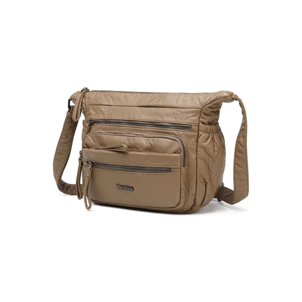 Yıkama Rölaks Deri Kadın Postacı Çantası 21K Barcelona 1919-6 - Resim 4