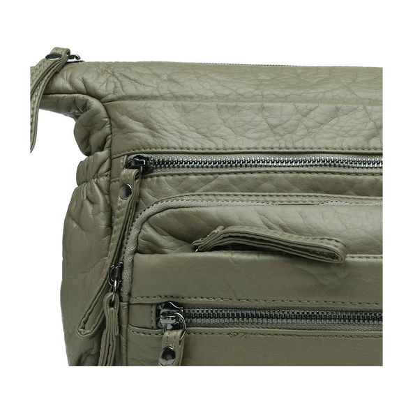 Yıkama Rölaks Deri Kadın Postacı Çantası 21K Barcelona 1919-6 - Resim 2