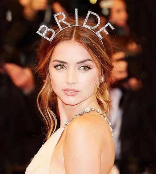 Bekarlığa Veda Mega Boy Kristal Taşlı Gümüş Bride Taç Gelin Tacı 20x21 Cm ürün görseli 1