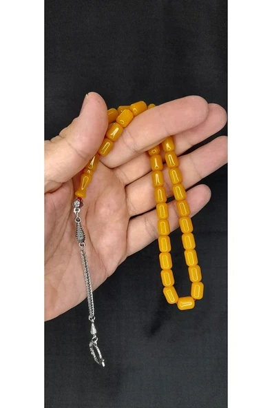 SIKMA ÇUBUK KEHRİBAR TESBİH KAPSÜL KESİM SARI RENK T-399 - 3