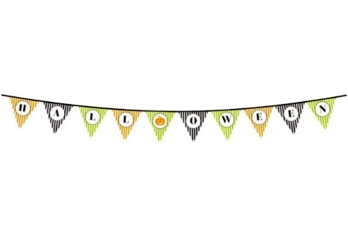 Cadılar Bayramı Kabak Temalı Halloween Yazılı Banner Süs Flama 3 Metre - 2