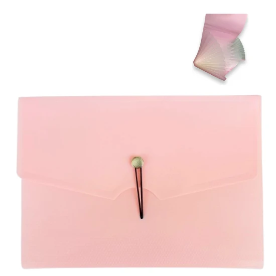 lastikli a4 boy 13 bölmeli körüklü dosya fihrist ayraçlı pastel  pudra pembe