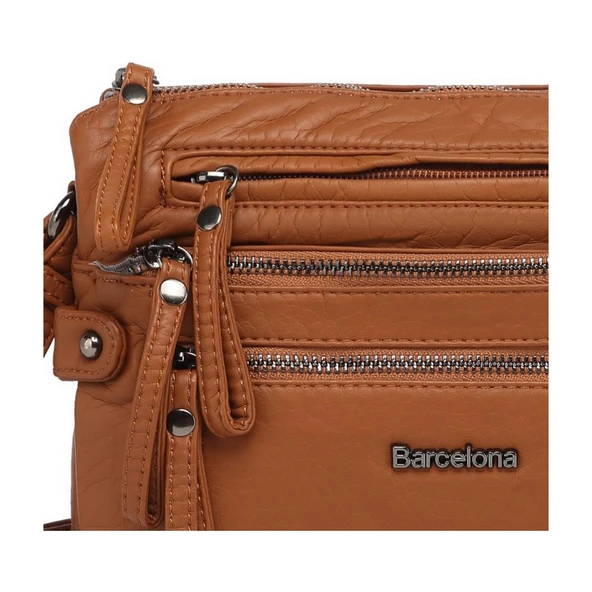 Yıkama Rölaks Deri Kadın Postacı Çantası 21K Barcelona 1920-6 - Resim 2