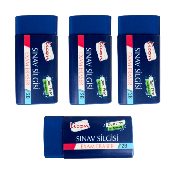 2b sınav silgisi 4 adet xxx dust free ticon toz bırakmaz
