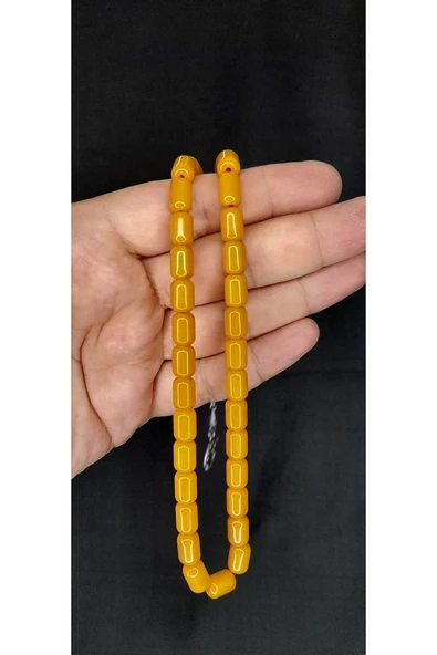 SIKMA ÇUBUK KEHRİBAR TESBİH KAPSÜL KESİM SARI RENK T-399 - 2