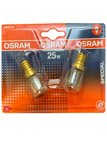 (2'Li Paket) Osram 25W Sarı Işık E14 Duylu (İnce Duy) Buzdolabı Ampulu