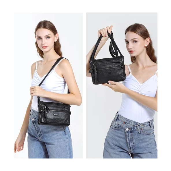 Yıkama Rölaks Deri Kadın Postacı Çantası 21K Barcelona 1920-6 - Resim 5